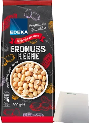 Produktbild von Edeka Erdnusskerne Erdnüsse geröstet und gesalzen (200g Packung) + usy Block