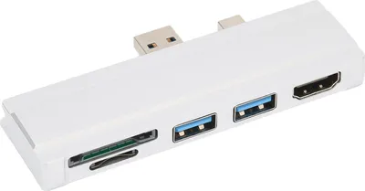 Image de Pour Surface Dock 5 en 1 5 Gbps Memory Card Reader 4K Resolution Aluminum Shell Hot Swap USB3.0 Hub pour Win10 pour Win XPSilver