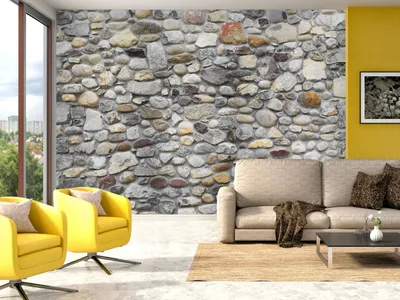 Produktbild von Vlies Fototapete 400x280 cm Tapeten Wandtapete XXL Steine Steinoptik Stein Mauer f-A-0537-a-b