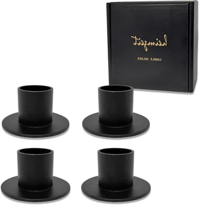 Productafbeelding van Kandelaars Metaal - Kaarsenstandaards Set - Elegante Ruimtedecoratie - Tijdloos Modern Ontwerp - 4 Stuks - Zwart