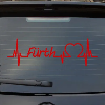 Produktbild von Heckscheibenaufkleber Fürth Herzschlag Puls Stadt Liebe 55x17 cm Rot Auto Aufkleber Sticker