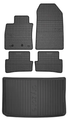Produktbild von Gummimatten + Kofferraumwanne für Renault Clio IV 2013-2020 (Schrägheck, fester Ladeboden) – Schwarz, passgenau – Wielganizator SolidPRO