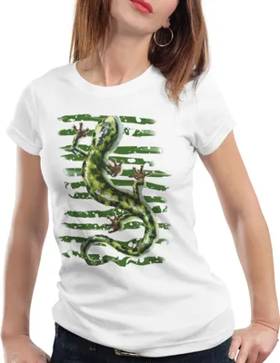 Produktbild von style3 Salamander Damen T-Shirt reptil echse mittelmeer, Größe:L