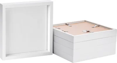 Produktbild von 5x weiß 10 "x 10" 3D Box Fotorahmen - stehendes hängendes Handwerk Schattenbildanzeige - von Nicola Spring
