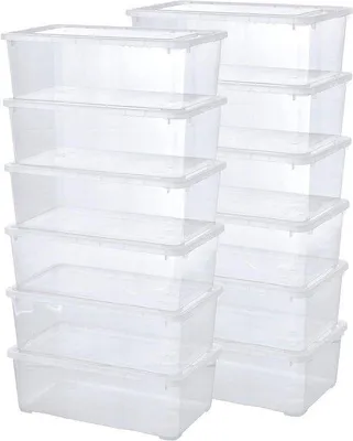Obrázek produktu pro Úložné boxy 12 x 5 l s průhledným víkem - stohovatelné a větrané