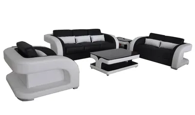 Produktbild von XXL Leder Wohnlandschaft Garnitur Design Modern Sofagarnitur 3+2+1 mit USB+Tisch