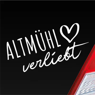Produktbild von Auto Aufkleber Altmühl verliebt Herz Fluss Wasser Water Liebe Car 19x9 cm Weiss Glanz Sticker Heckscheibenaufkleber