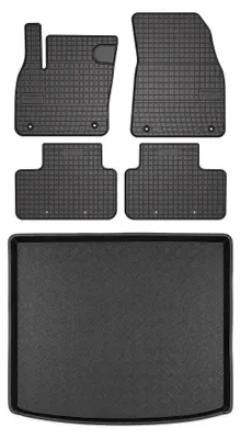 Image de Tapis en caoutchouc + bac de coffre pour Volvo XC40 2017- (coffre standard) – 5 pièces, noirs, sur mesure