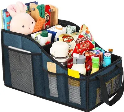 Produktbild von Unyqoos® Auto-Organizer für Kinder – faltbare Rücksitz-Aufbewahrung mit 4 Hauptfächern, 4 Becherhaltern, 7 Netzfächern, Anti-Rutsch & 600D Oxford