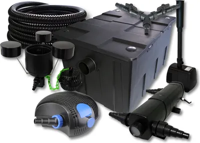 Obrázok produktu pre SunSun kompletná sada: CBF-550 jazierkový filter do 60000 l, CTF-12000 jazierkové čerpadlo 12000 l/h 100 W, CUV-224 jazierkový odkalovač 24 W, 25 m hadica 25 mm, CSP-250 skimmer 2500 l/h, HJ-943 fontána 800 l/h, Y-rozdeľovač
