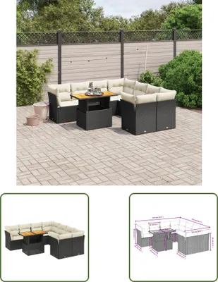 Produktbild von The Living Store 9-tlg. Garten-Sofagarnitur mit Kissen Schwarz Poly Rattan