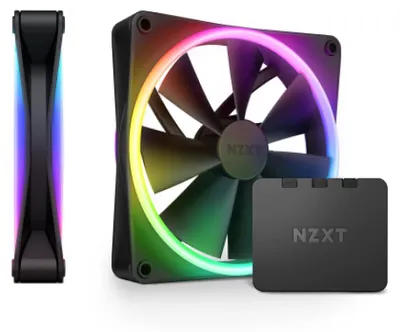 Produktbild von NZXT F140 RGB DUO Twin Pack, Ventilator, 14 cm, 500 RPM, 1800 RPM, Schwarz