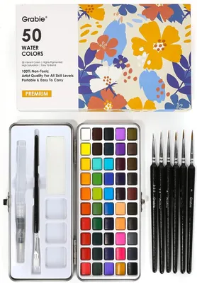 Productafbeelding van Aquarelverfset 50 kleuren met detailpenselen