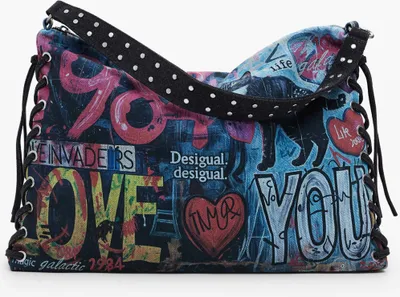 Produktbild von Blaue Damenhandtasche mit verstellbarem Riemen und Kontrastdetails