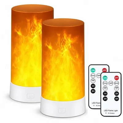 Produktbild von LED Flammenlicht 2er Set, flackernde Feuerlampe mit 4 Modi, warmweißes Licht, 5 V, 2 W, 300 lm, dekorative Tischleuchte
