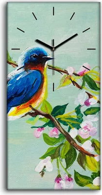 Produktbild von Leinwand Wanduhr Wandkunst Uhr 30x60 Malerei Zweige Blätter Blumen Vögel Kunst - schwarze Hände