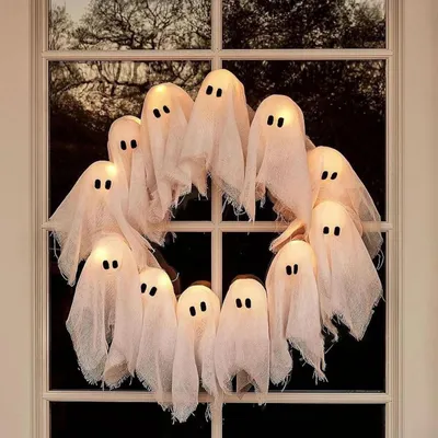 Produktbild von Halloween Türkranz mit LED Licht, Halloween Deko Geister, für Haustür Dekoration