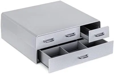 Produktbild von PolkaHome® Kapselhalter mit 4 Schubladen – Kaffeekapsel-Organizer, kompatibel mit Nespresso, 34,3 x 32,6 x 12,8 cm, Grau