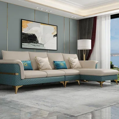 Immagine prodotto di Design Ecksofa L-Form Modern Sofas Ledersofa Couch Wohnlandschaft Modernes Sofa