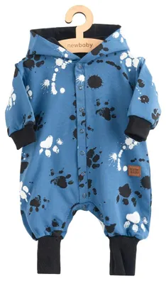 Image de Combinaison en coton pour bébé avec capuche et oreilles « New Baby » bleu, taille 62 (3-6 mois)
