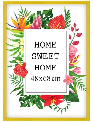 Obrázok produktu pre Rám na obrázky MG Design, žltý, 48 x 68,3 cm – vyrobený z prírodného dreva s akrylátovým sklom, určený na zavesenie aj na postavenie, vhodný na fotografie, plagáty a puzzle
