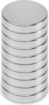 Image de MAUL Aimant rond 10 pièces 3,2 kg Acier Métal Néodyme magnétique Ø 1,5 x 0,3 cm argenté