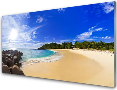 Immagine prodotto di Stampe su vetro acrilico 100x50: quadro decorativo, stampa con soggetto sole, mare, spiaggia, paesaggio