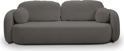 Produktbild von Sofa AMICO mit Schlaffunktion, Schlafsofa, Wohnzimmersofa, Couch, Soffa, Bettsofa, Bucle-Stoff – Graphitfarben SICURO 80