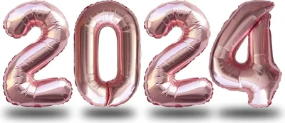 Produktbild von Oblique Unique Folien Luftballon Zahl 2024 für Silvester Neujahr Party Deko Ballons Zahlenballons - rosé