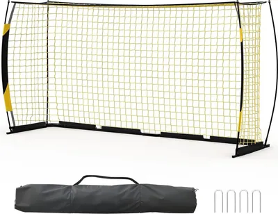 Obrázok produktu pre Futbalová bránka – prenosná tréningová bránka – 3,66 x 1,83 m – robustná kovová základňa – do záhrady – pre vnútorné aj vonkajšie použitie – žltá