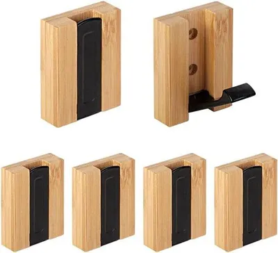 Produktbild von Bamboe-Muurstok 6er, inklapsbare Haken für Schals, Taschen und mehr