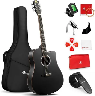 Imagen del producto de Silecomplaza, guitarra acústica de tamaño completo, modelo 4/4, con corte (cutaway), guitarra acústica occidental de 41 pulgadas, ideal para principiantes y adultos, set de guitarra acústica para principiantes, color