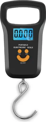 Produktbild von Digitale Kofferwaage Gepäckwaage max. 50kg mit LCD Display und blauer Hintergrundbeleuchtung extra großer Haken Hängewaage Schwarz