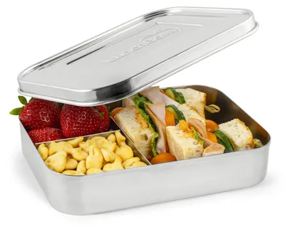 Immagine prodotto di Lunchbox in acciaio inossidabile grande, con tre scomparti - priva di BPA