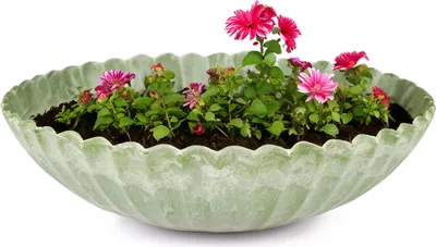 Produktbild von Pflanzschale für draussen Dekoschale rund grün marmoriert 28 cm