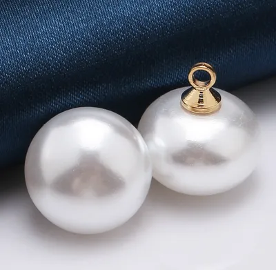 Image de INF Boutons en nacre blanche ovale avec base dorée (50 pièces) S