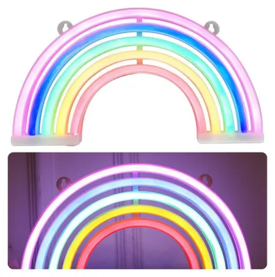 Image de Veilleuse décorative LED arc-en-ciel néon à piles