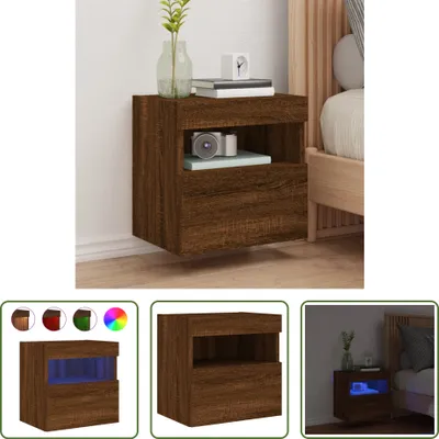 Produktbild von The Living Store TV-Wandschrank mit LED-Leuchten Braun Eichen-Optik 40x30x40 cm