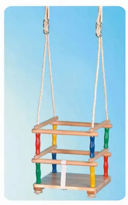 Produktbild von NHF Holz Babyschaukel mit Sisalseil - sichere Baby Schaukel