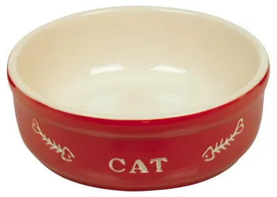 Produktbild von Nobby Katzen Keramikschale "CAT" Ø13,5 X 5 cm rot / beige