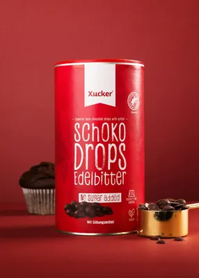 Produktbild von Xucker Schoko-Drops Edelbitter, vegan, zuckerarm mit Xylit, 750g