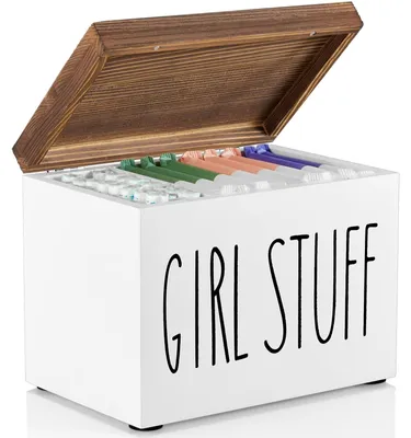 Holz-Aufbewahrungsbox für Damenhygiene, Klappdeckel, 20x12x15 cm