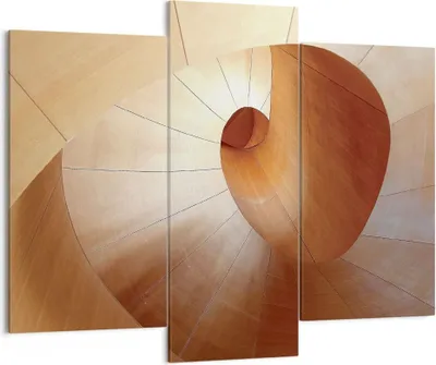 Produktbild von Bild auf Leinwand - Leinwandbild - 3 Teile - Dreidimensional Spirale Braun - 130x100cm - Wand Bild - Wanddeko - Wandbilder - Leinwanddruck - Bilder - Wanddekoration - Leinwand bilder - CB130x100-4652