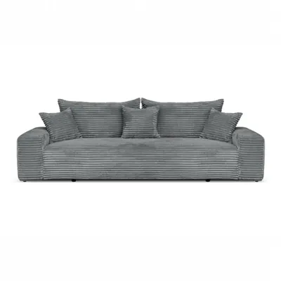 Produktbild von Cord Schlafsofa 3-Sitzer 265 x 105 cm Grau mit Schlaffunktion und Bettkasten – Cordo