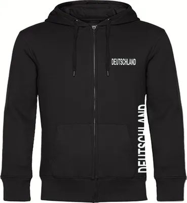 Produktbild von multifanshop Kapuzen Sweatshirt Jacke - Deutschland - Brust & Seite, schwarz, Größe L