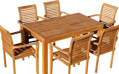 Produktbild von TEAK SET: Gartengarnitur Bigfuss Tisch 140x80 + 6 Alpen Sessel Serie JAV von AS-S