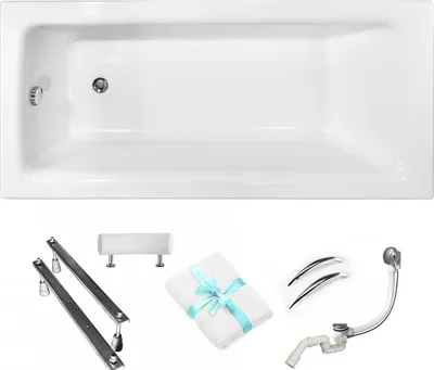 Produktbild von Aqua For You | Badewanne - Talia Premium Wanne - 160x75 cm - Antibakteriell Beschichtung - Elegantes Design - Inkl. Syphon - Acryl - Einbauwanne