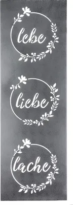 Produktbild von Gilde Wandrelief, rechteckig, "Lebe Liebe Lache", Spruch, Metall, grau, VE 2, L. 3 cm, B. 30 cm, H. 90 cm 69216 4063387692165