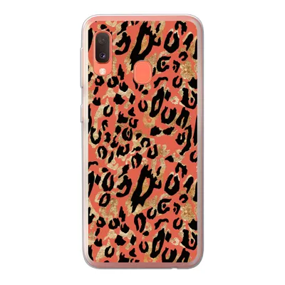Produktbild von MuchoWow® Handyhülle Schutzhülle Hülle für Samsung Galaxy A20e Pantherdruck - Gold - Rosa Silikon Softcase Handy Hülle - Abdeckung