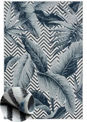 Obrázek produktu pro Venkovní koberec MY-RUG "Azure" 160x100 cm, modrý, s květinovým vzorem, pro příjemné chvíle venku